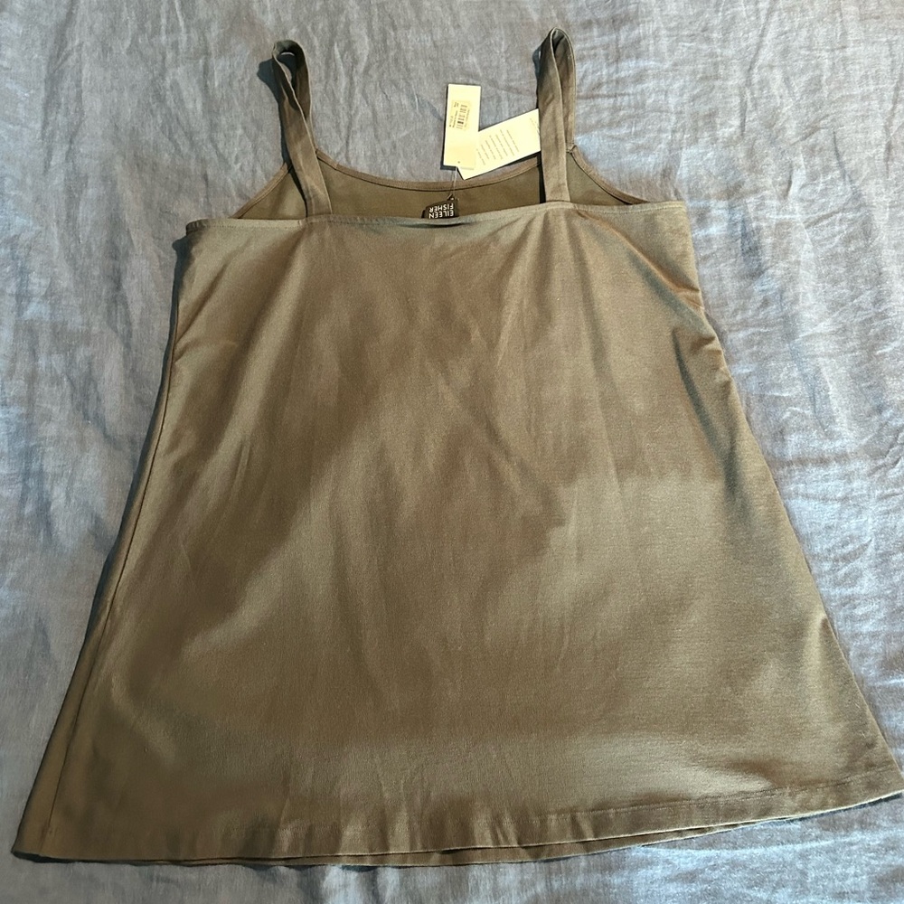 Eileen Fisher Scoop Neck Long Tank lightweight Washable Stretch Crepe size Large - Picture 5 of 11